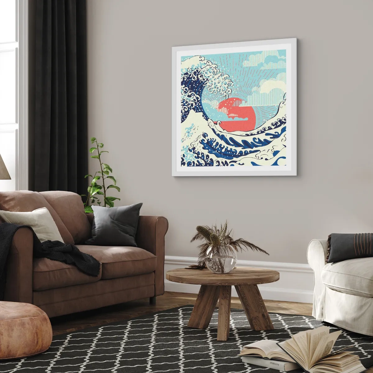 Plakát v bílém rámu - Z japonských inspirací - 50x50 cm