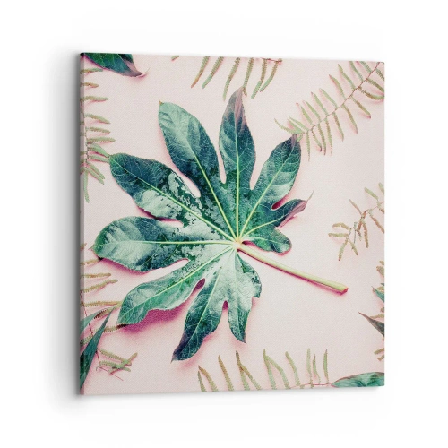 Obraz na plátně - Studie zelené na růžovém pozadí - 70x70 cm