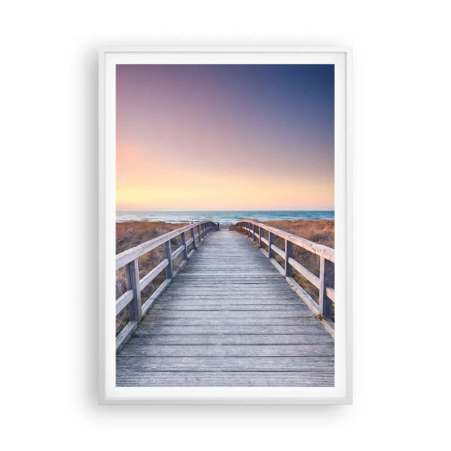 Plakát v bílém rámu - Baltská večerní polární záře - 70x100 cm