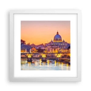 Plakát v bílém rámu - Soumrak nad Věčným městem - 30x30 cm