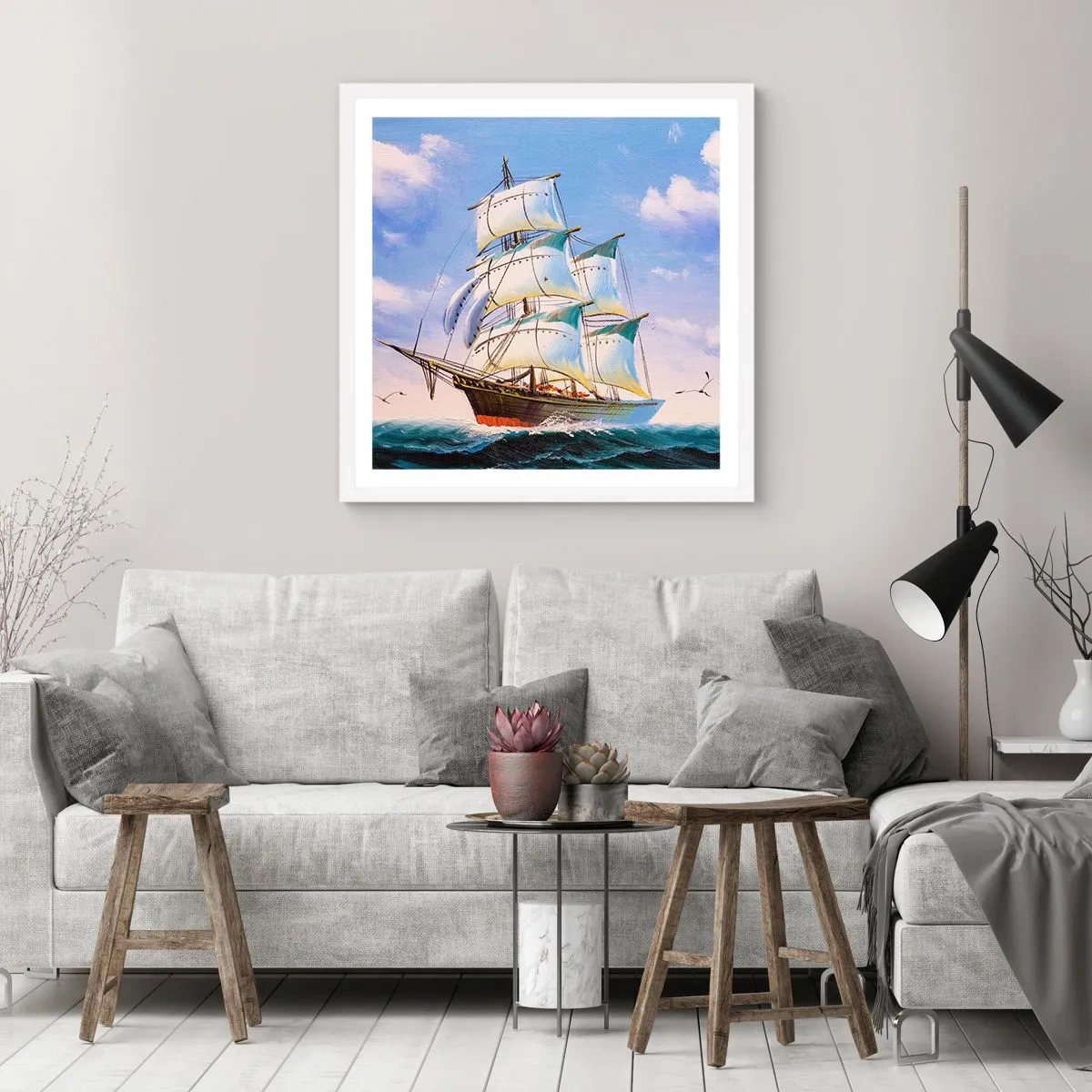 Plakát v bílém rámu - Hrdě s větrem - 60x60 cm