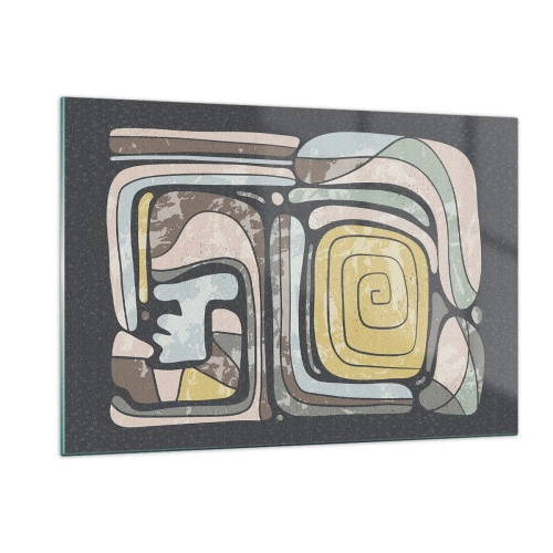 Obraz na skle - Abstrakce v předkolumbovském duchu - 120x80 cm
