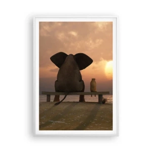 Plakát v bílém rámu - Je skvělé spolu mlčet - 70x100 cm