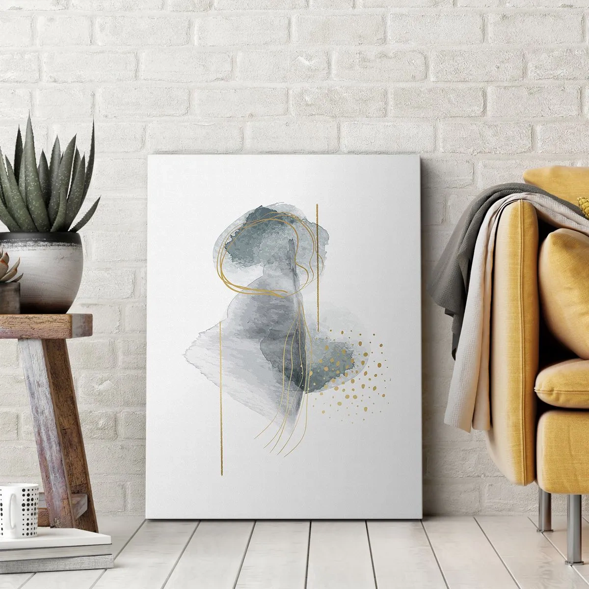 Obraz na plátně - O vztahu mezi šedou a zlatou - 45x80 cm