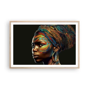 Plakát v rámu světlý dub - Africká královna - 91x61 cm