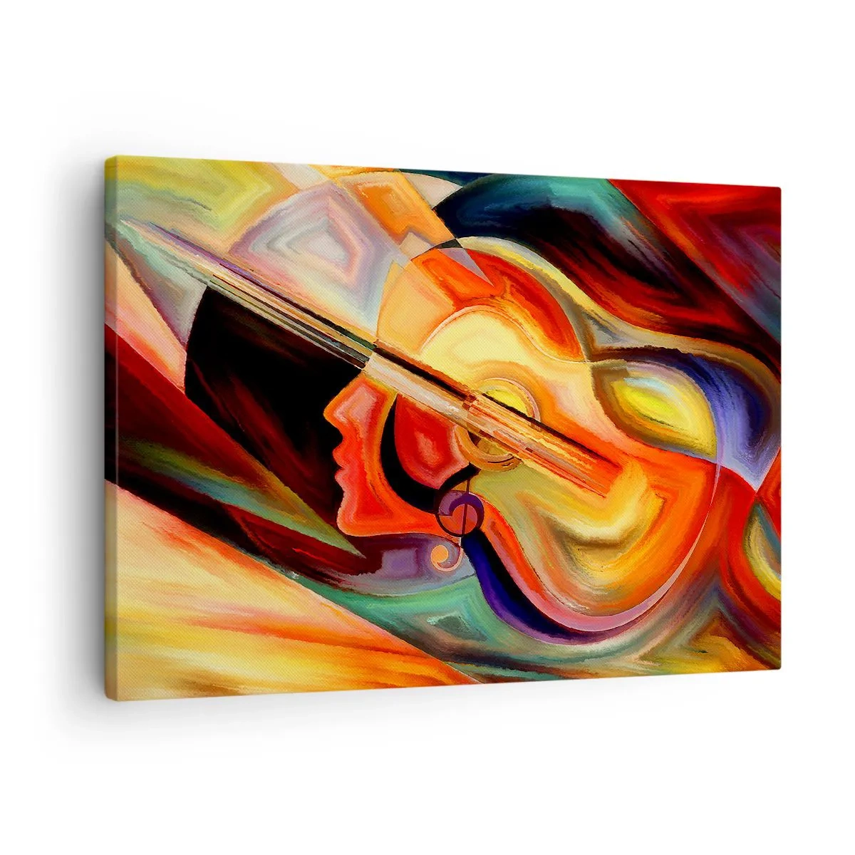Obraz na plátně - Barevná abstrakce inspirovaná hudbou a kytarou - 70x50cm - Všechno je v pořádku - Moderní nástěnná dekorace do obývacího pokoje a ložnice ARTTOR