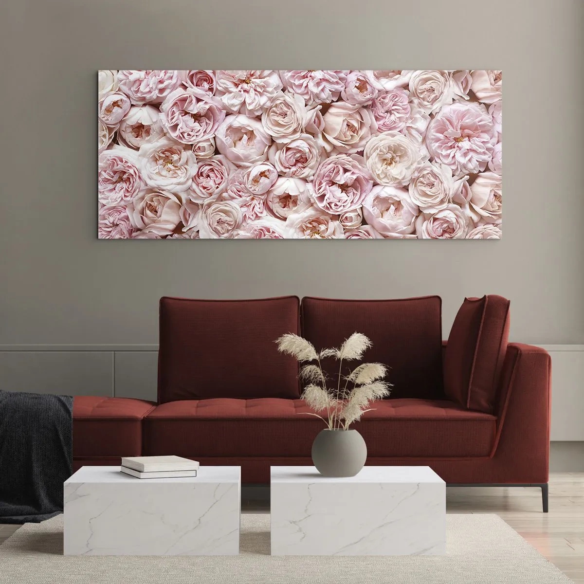 Obraz na skle - Vydlážděná růžemi - 100x40 cm