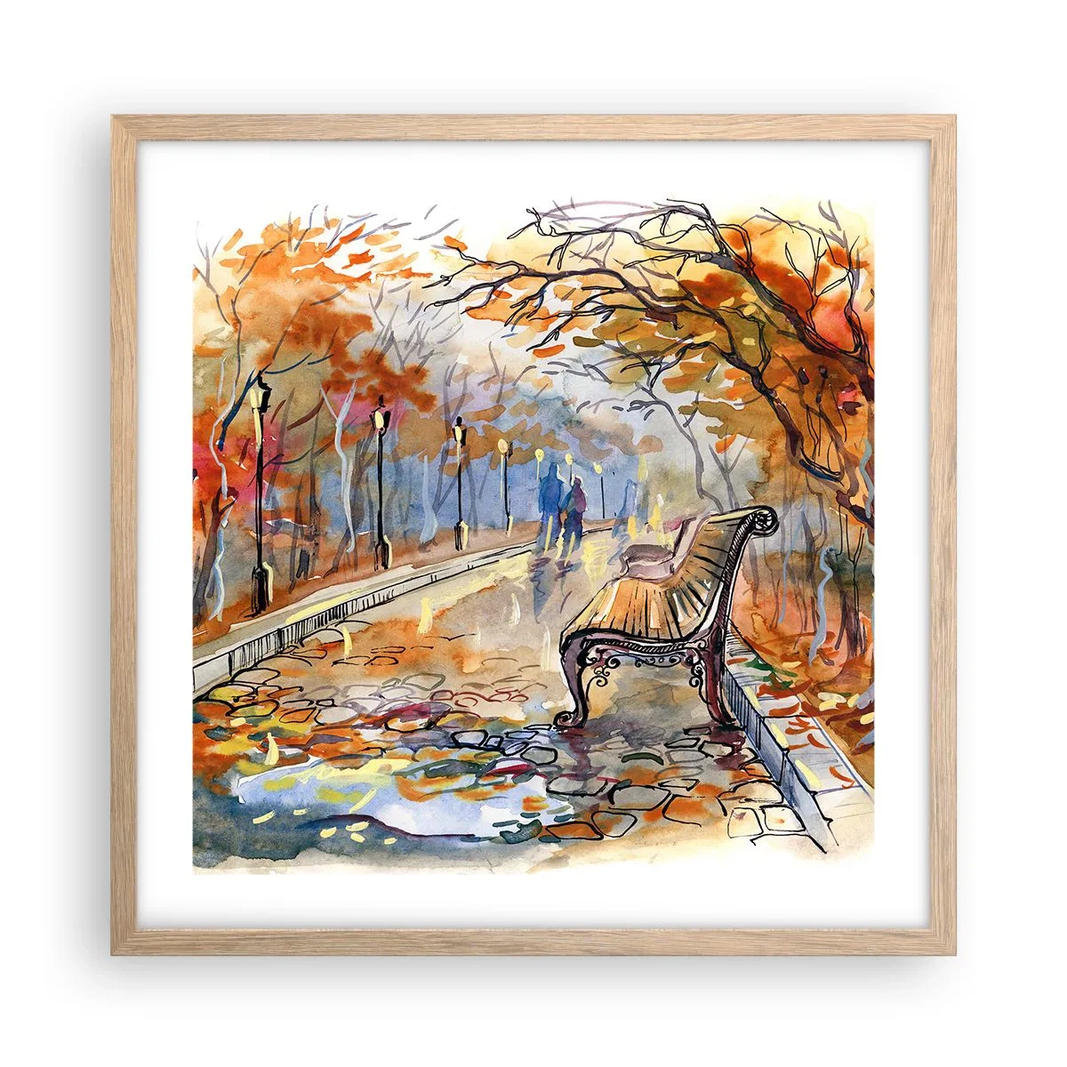 Plakát v rámu světlý dub - Společně putovat podzimem - 50x50 cm