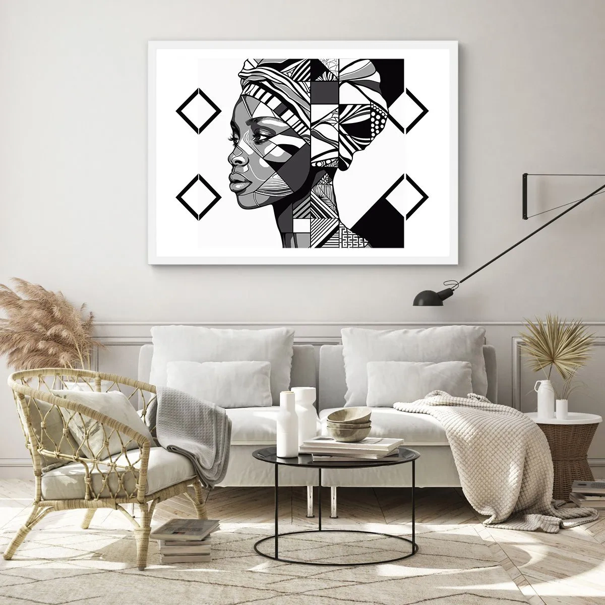 Plakát v bílém rámu - Etnický portrét - 50x40 cm