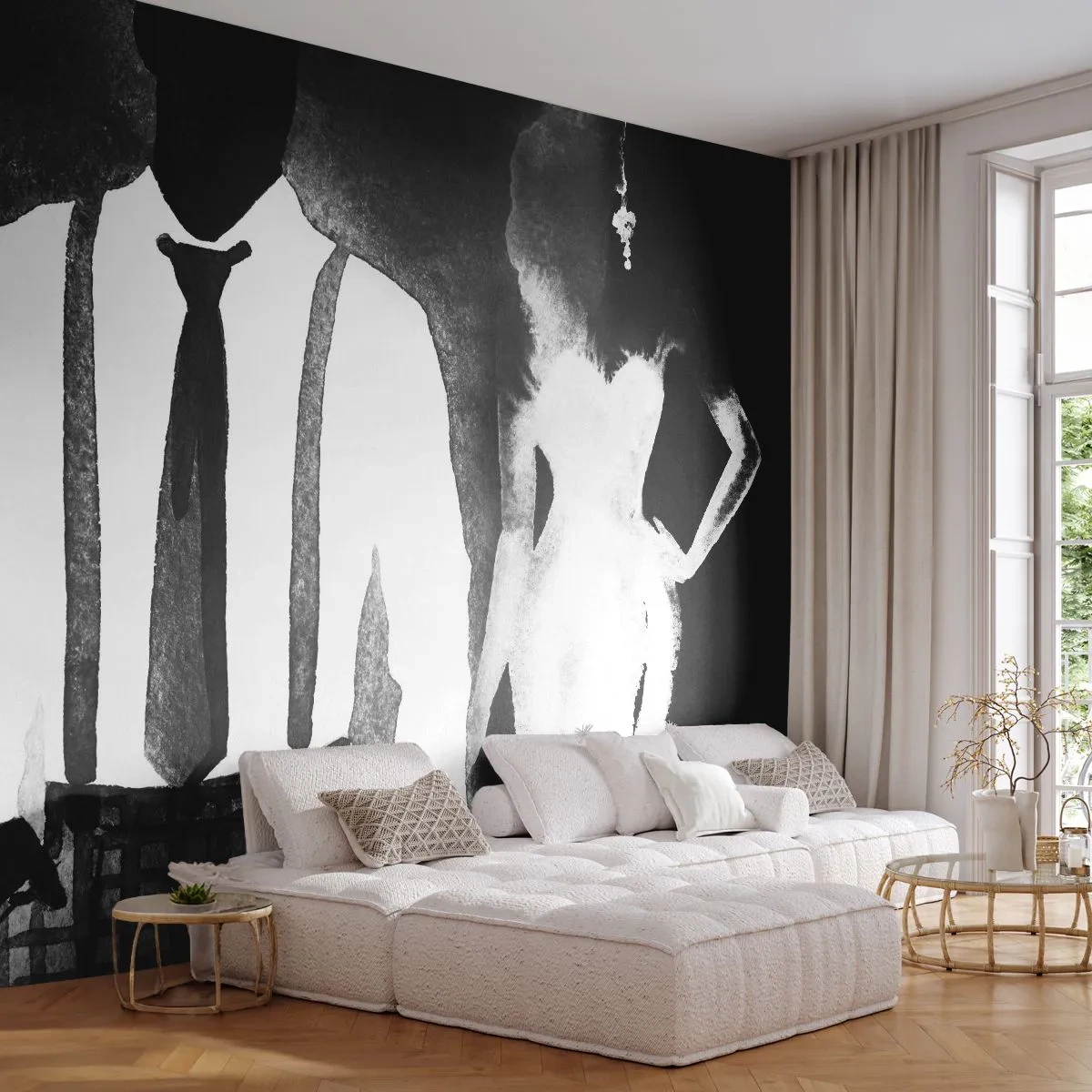 Fototapeta Samolepicí Deluxe Sticker - Ve stylu noir - Abstrakce, Žena a muž, Móda - 500x350 cm