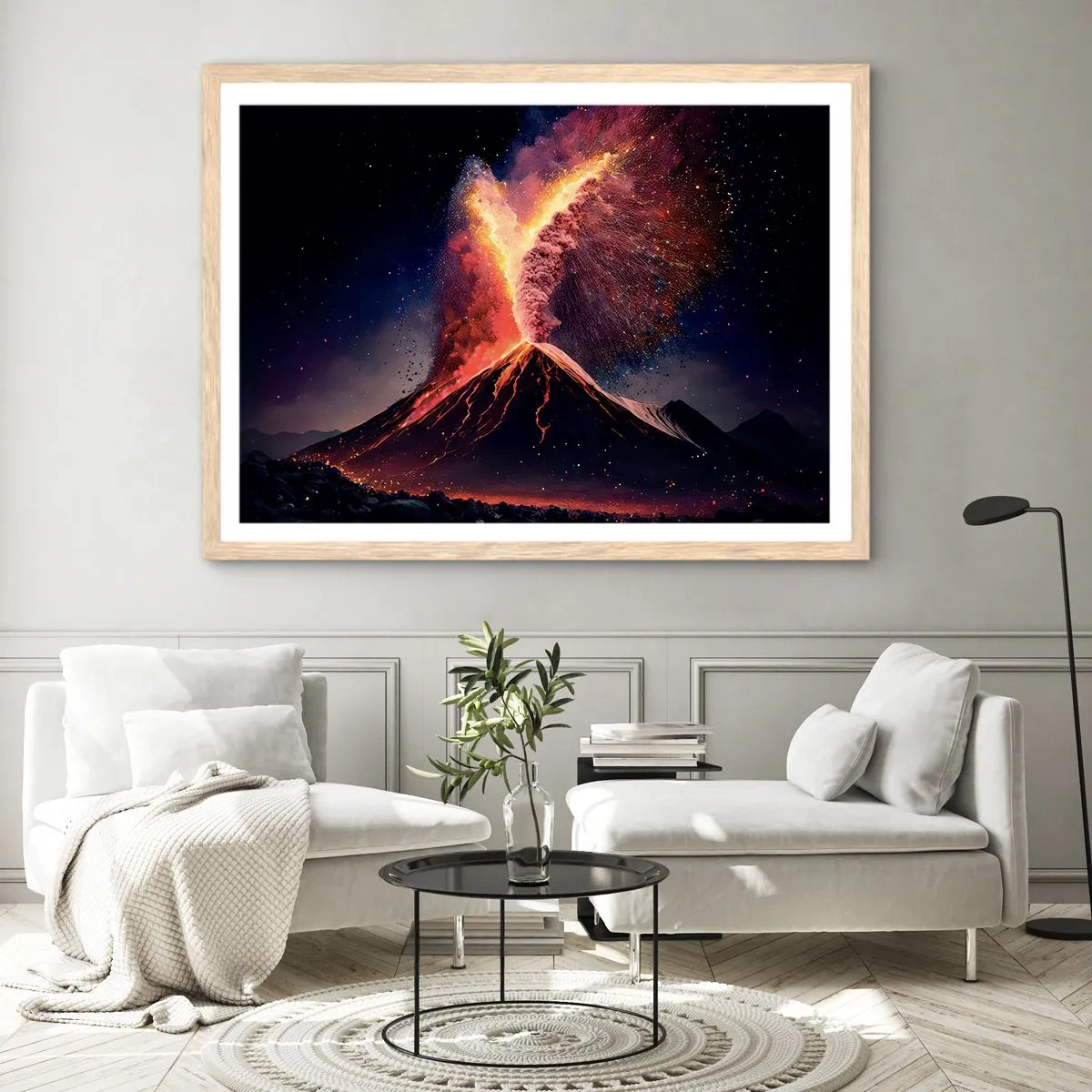 Plakát v rámu světlý dub - Krása a hrůza - 91x61 cm