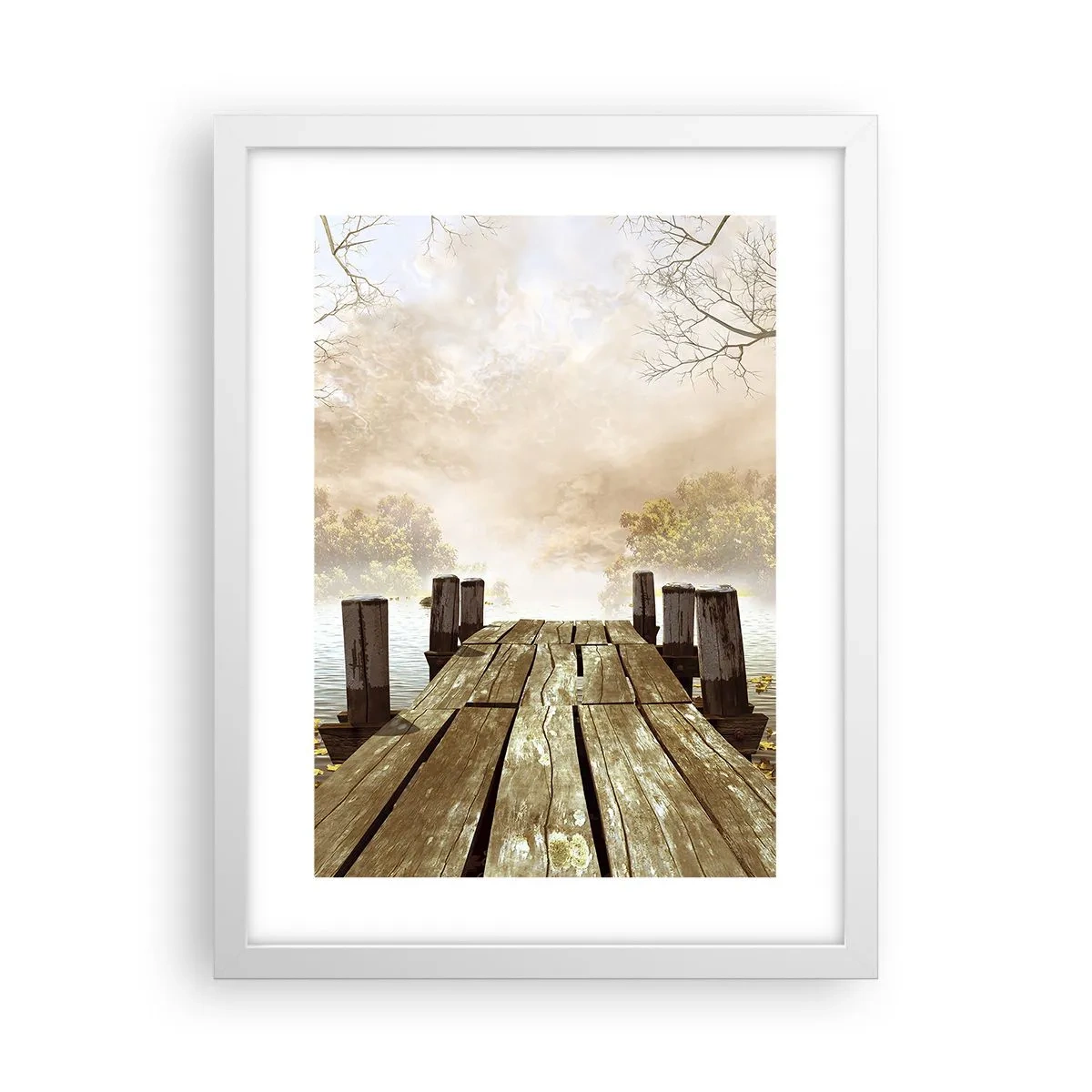 Plakát v bílém rámu - Jemný smutek podzimu - 30x40 cm