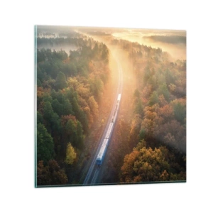 Obraz na skle - Podzimní cesta - 40x40 cm