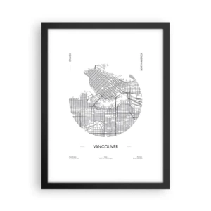 Plakát v černém rámu - Anatomie Vancouveru - 30x40 cm