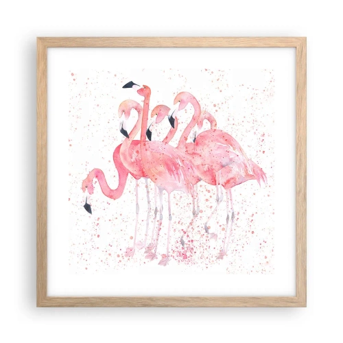 Plakát v rámu světlý dub - Růžový ansámbl - 40x40 cm