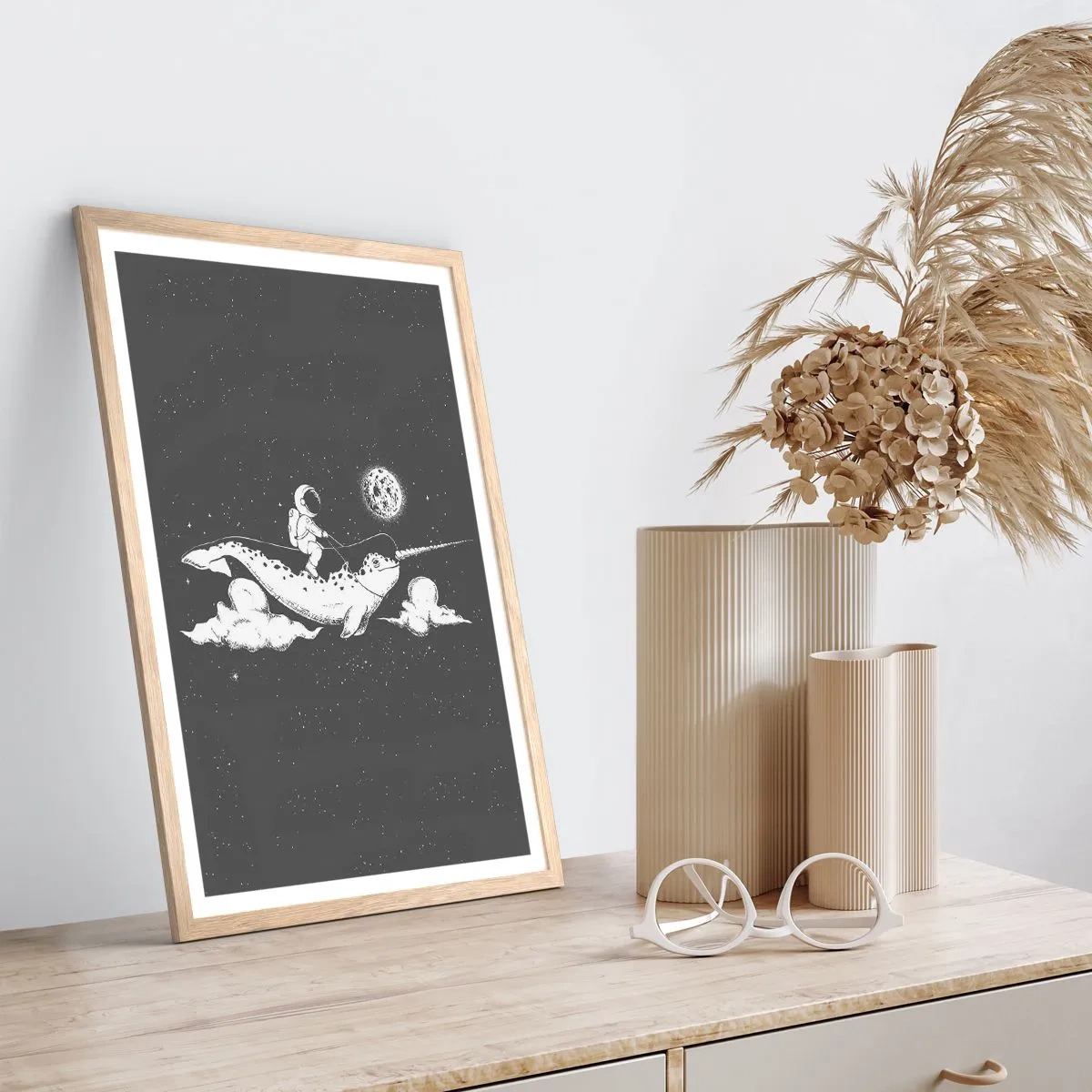 Plakát v rámu světlý dub - Vesmírný jezdec - 61x91 cm