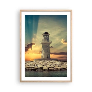 Plakát v rámu světlý dub - Světlo - Dobro - Krása - 50x70 cm