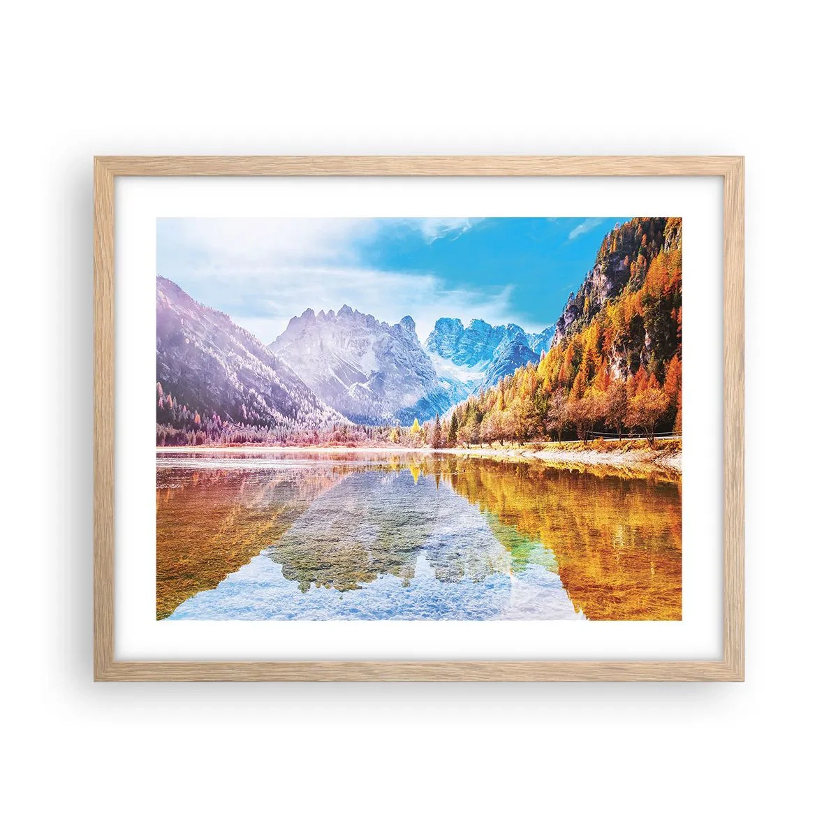 Plakát v rámu světlý dub - A v horách už je podzim - 50x40 cm