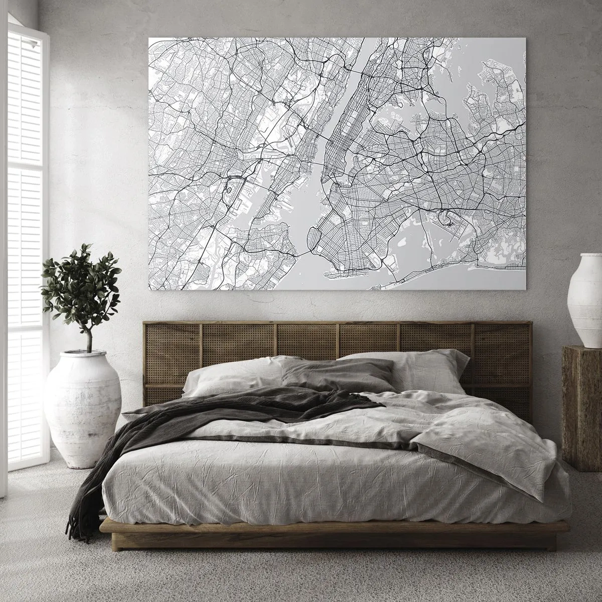 Obraz na skle - Mapa ulic a čtvrtí velkých měst v monochromatickém provedení - 70x50cm - Anatomie metropole - Moderní nástěnná dekorace do obývacího pokoje a ložnice ARTTOR