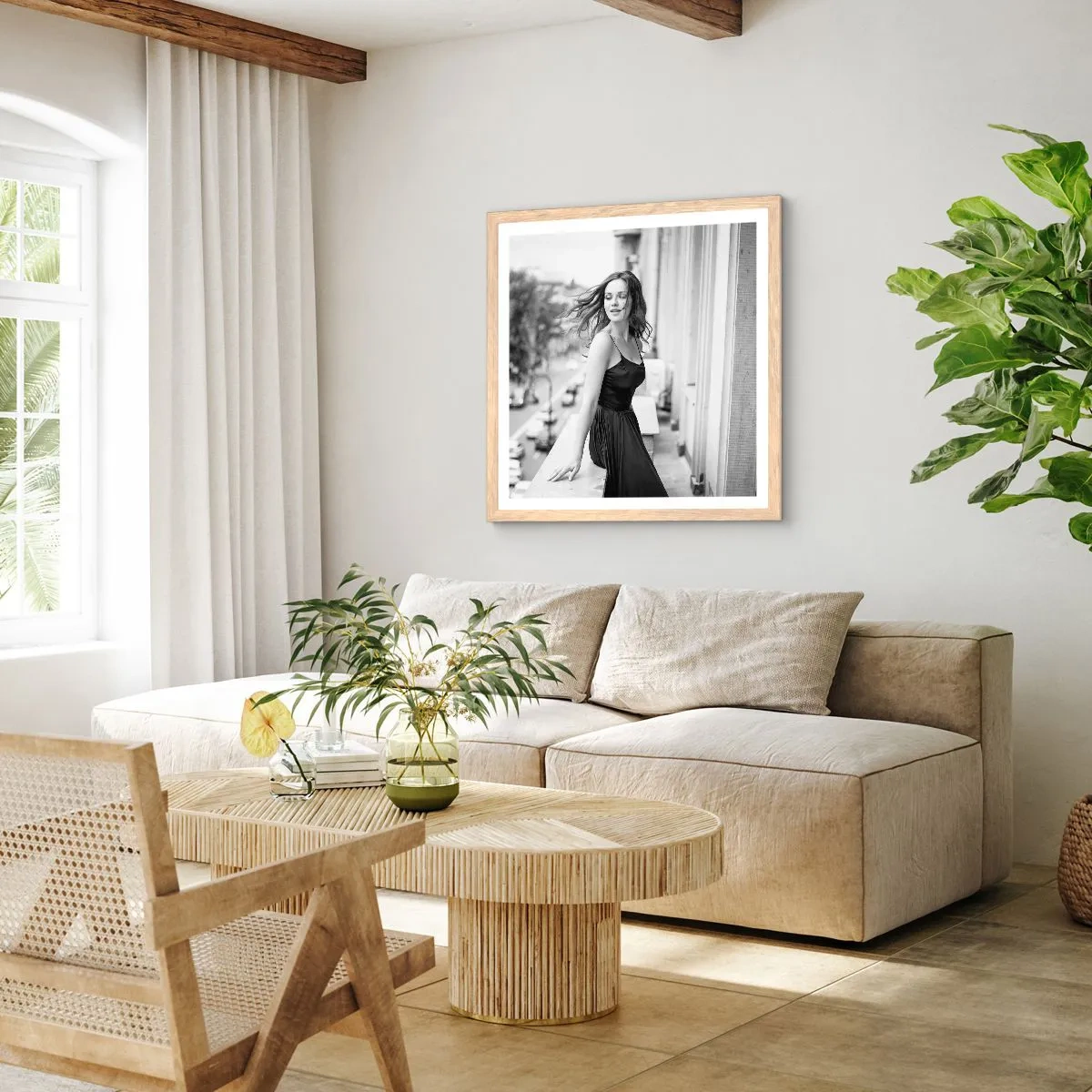 Plakát v rámu světlý dub - Určitě Pařížanka - 60x60 cm