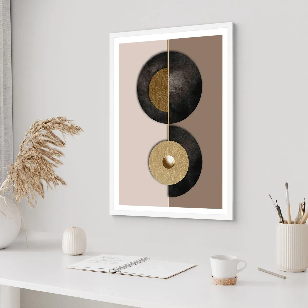 Plakát v bílém rámu - Variace kolem kruhu - 70x100 cm