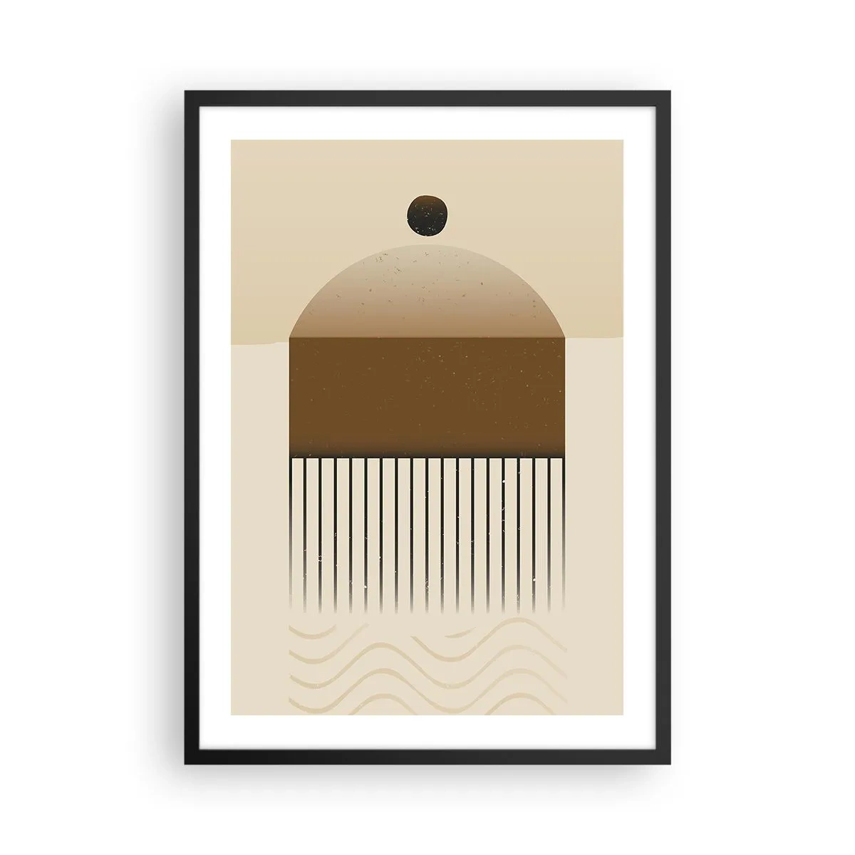 Plakát v černém rámu - Minimalistická abstrakce v odstínech hnědé a béžové - 50x70cm - Různé stavy - Moderní nástěnná dekorace do obývacího pokoje a ložnice ARTTOR