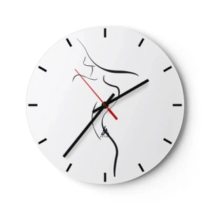 Nástěnné hodiny - Minimalistický obrys ženského těla na bílém pozadí - 30x30cm - Nepolapitelná jako vlna - Moderní nástěnná dekorace do obývacího pokoje, kuchyně a ložnice ARTTOR
