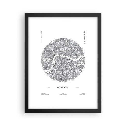 Plakát v černém rámu - Anatomie Londýna - 30x40 cm