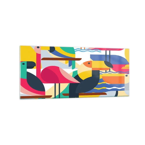 Obraz na skle - Ptačí párty - 120x50 cm