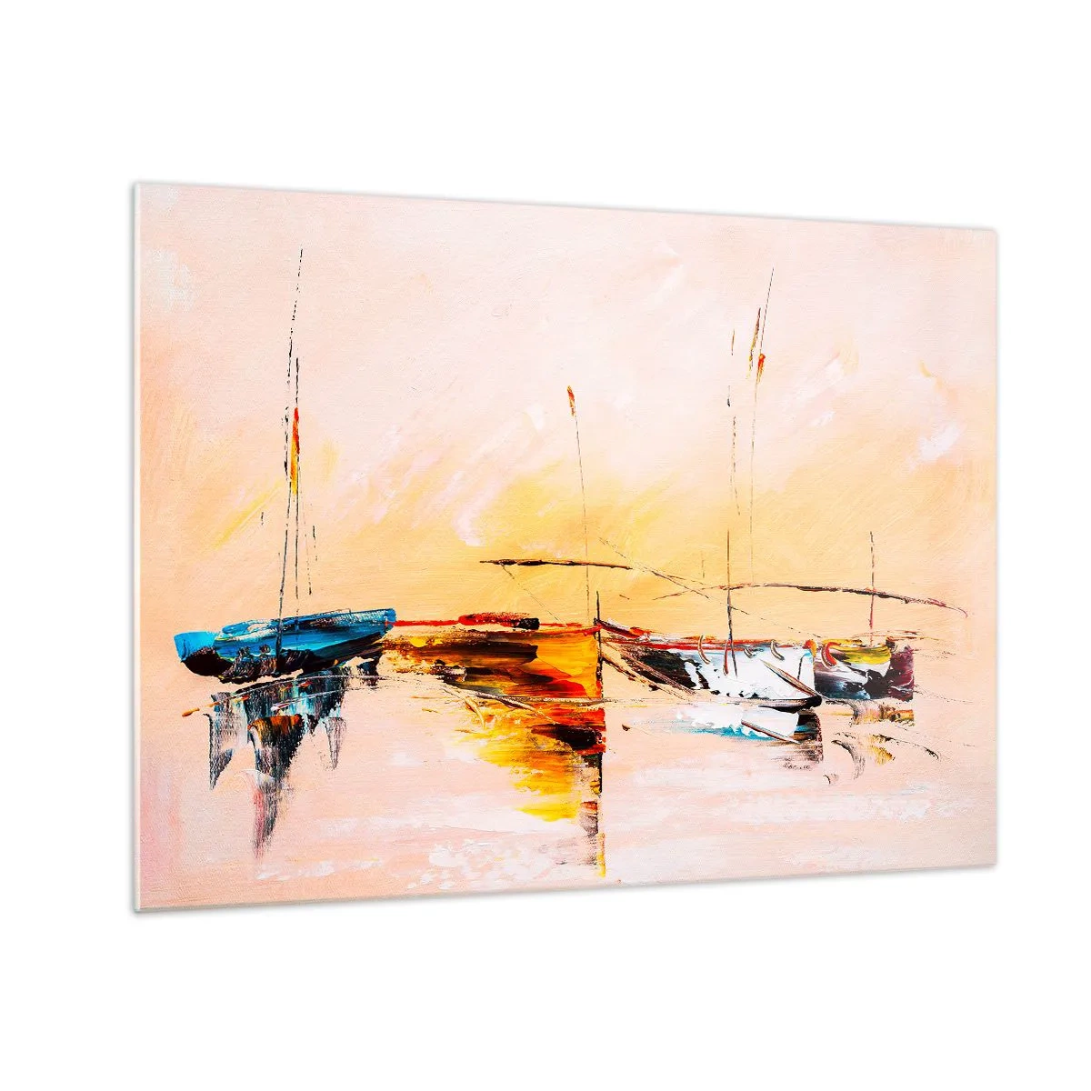 Obraz na skle - Večer v přístavu - 70x50 cm