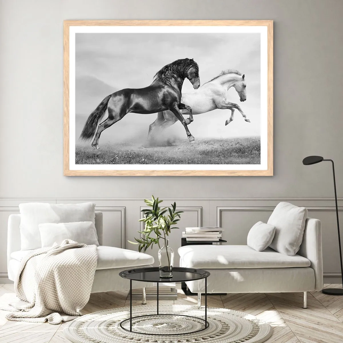 Plakát v rámu světlý dub - Andělé a démoni - 100x70 cm