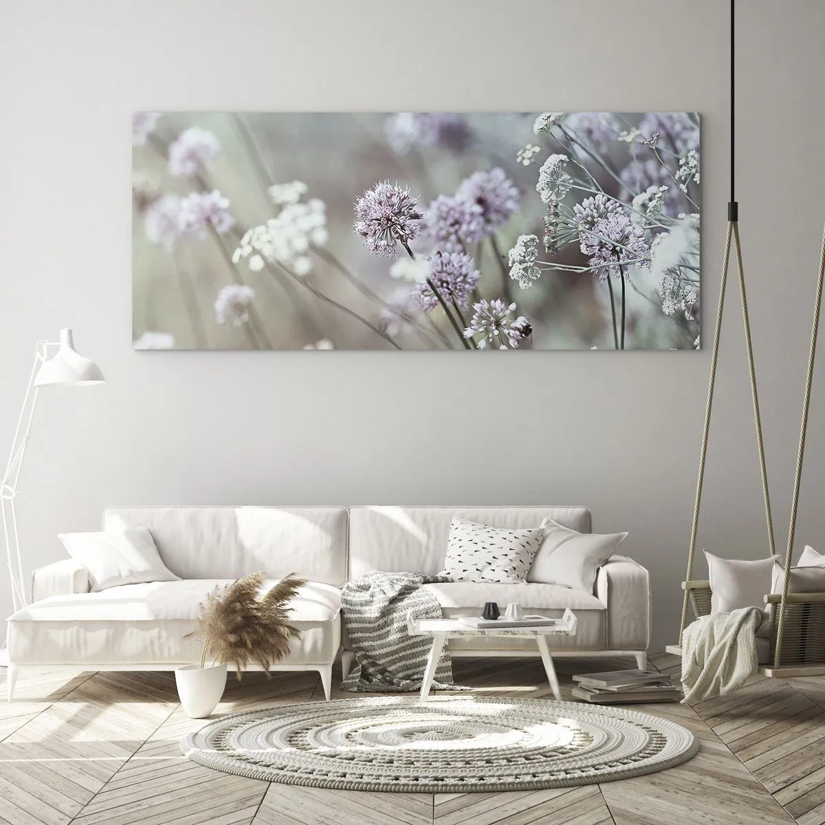 Obraz na skle - Sladké filigrány bylinek - 100x40 cm