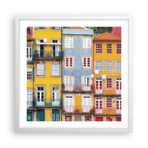 Plakát v bílém rámu - Barvy starého města - 50x50 cm