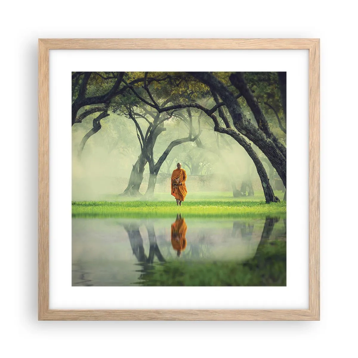 Plakát v rámu světlý dub - Na cestě k osvícení - 40x40 cm