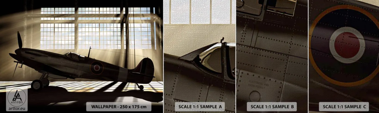 Vzor Fototapety Premium Canvas - Odpočinek bojovníka - Letadlo, Letecký hangár, Letadlo - 100x30 cm