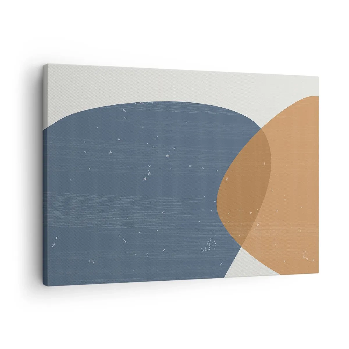 Obraz na plátně - Minimalistická geometrická kompozice v odstínech modré a oranžové. - 70x50cm - Ovály a vlivy - Moderní nástěnná dekorace do obývacího pokoje a ložnice ARTTOR