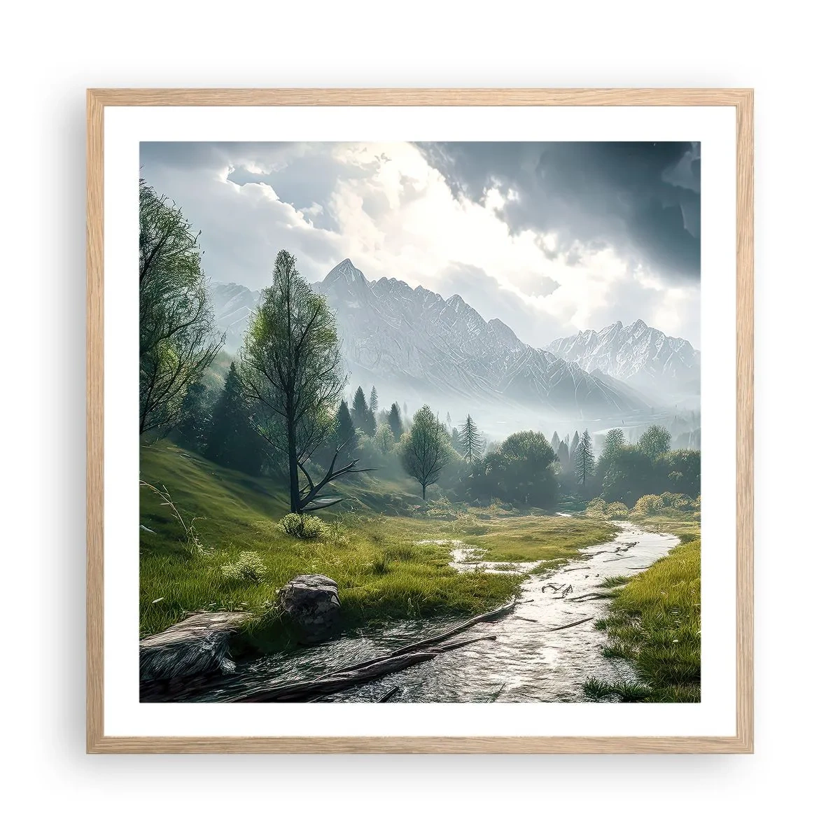 Plakát v rámu světlý dub - Tam a zpět - 60x60 cm