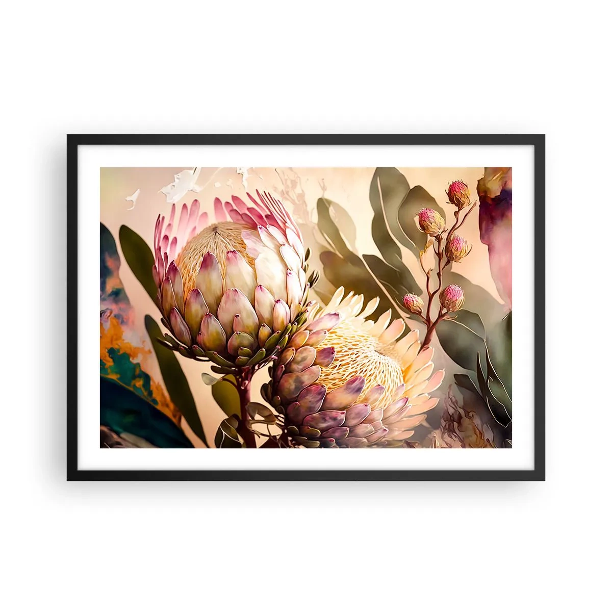 Plakát v černém rámu - Něžně objaté - 70x50 cm
