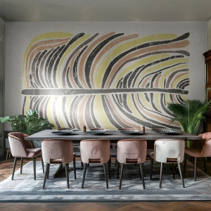 Fototapeta Premium Canvas - Abstrakce plná života - Boho, Minimalismus, Pastel - 150x105 cm