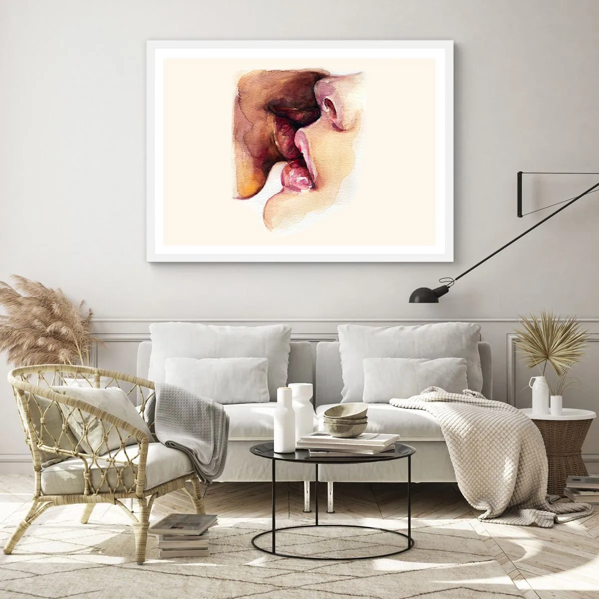 Plakát v bílém rámu - Jako noc a den, země a nebe - 70x50 cm