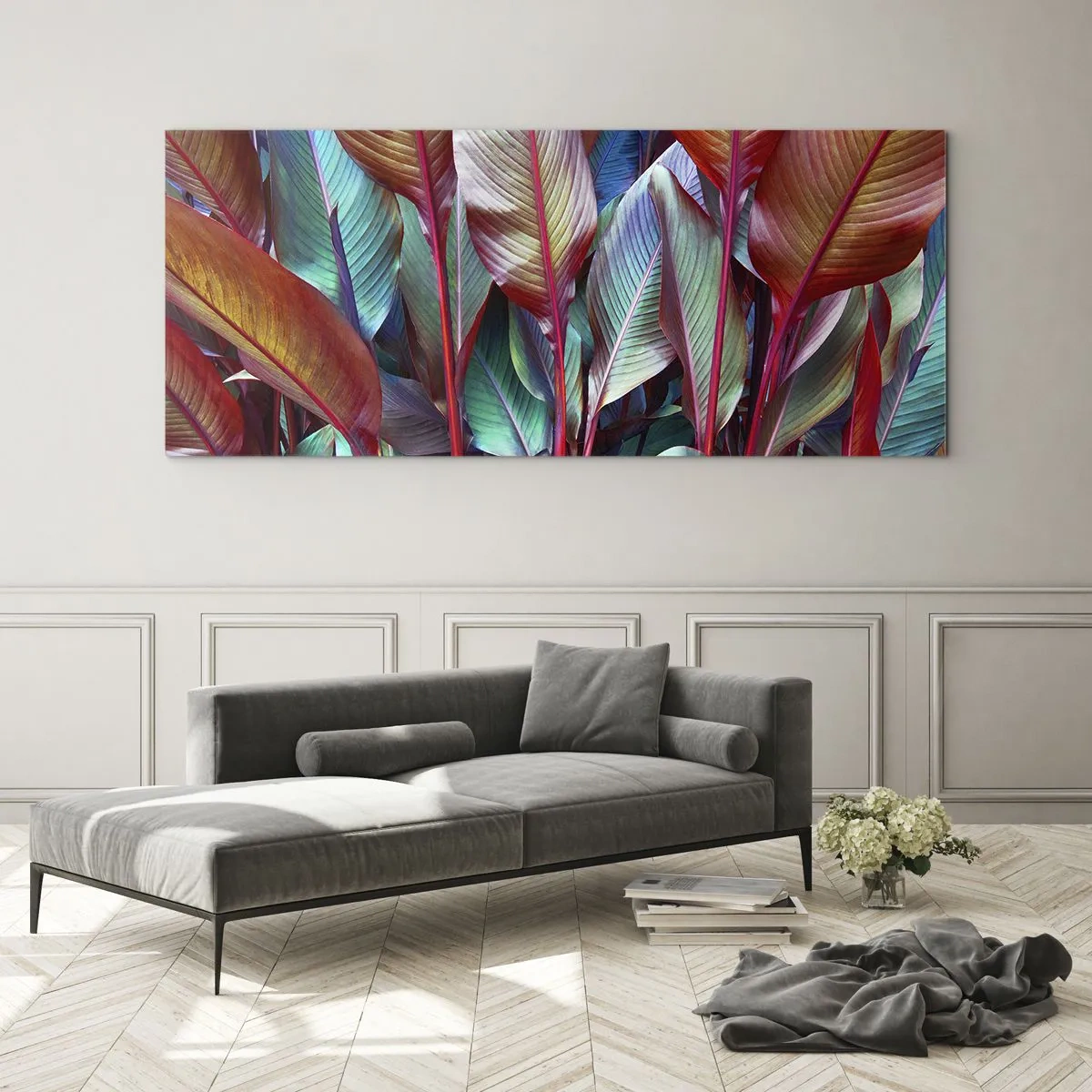 Obraz na skle - Barevná houština - 100x40 cm