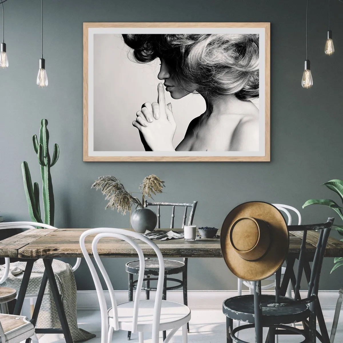 Plakát v rámu světlý dub - Zahleděná do sebe - 91x61 cm