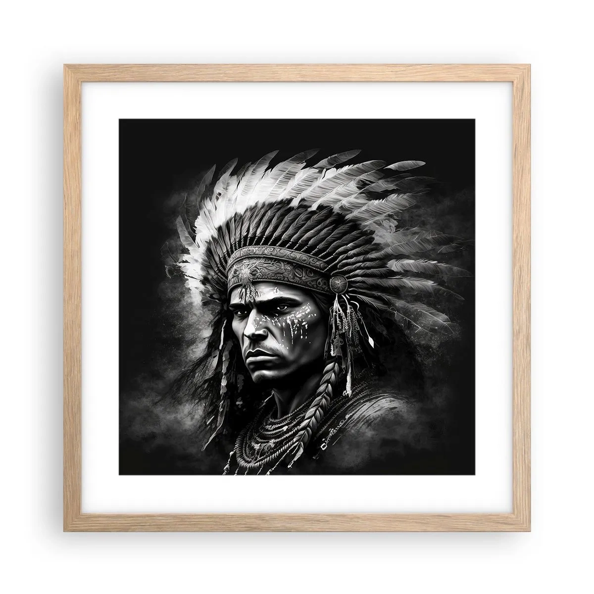 Plakát v rámu světlý dub - Vůdce a bojovník - 40x40 cm