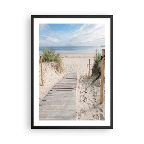 Plakát v černém rámu - Cesta k pláži s výhledem na moře - 50x70cm - Až k horizontu - Moderní nástěnná dekorace do obývacího pokoje a ložnice ARTTOR