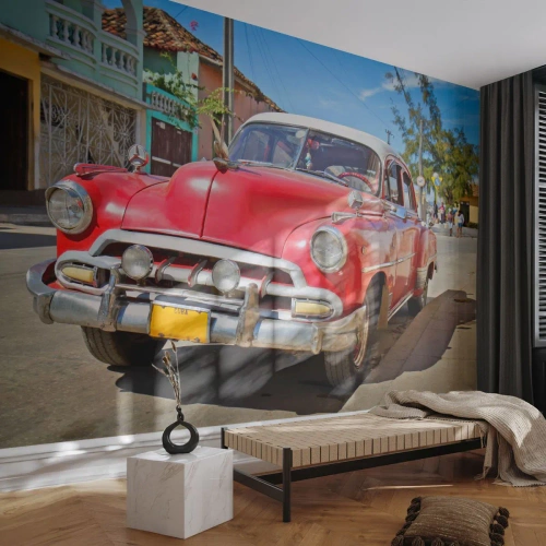 Fototapeta Premium Canvas - Ještě jenom na Kubě - Automobilový průmysl, Historické auto, Architektura - 150x105 cm