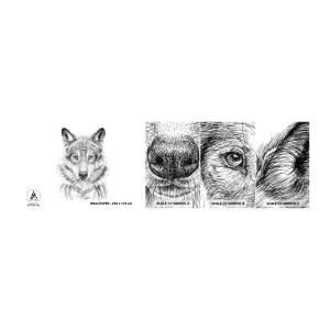 Fototapeta Vzorek Standard Eco - Rozený vůdce - Vlk, Skica, skandinávský - 100x30 cm