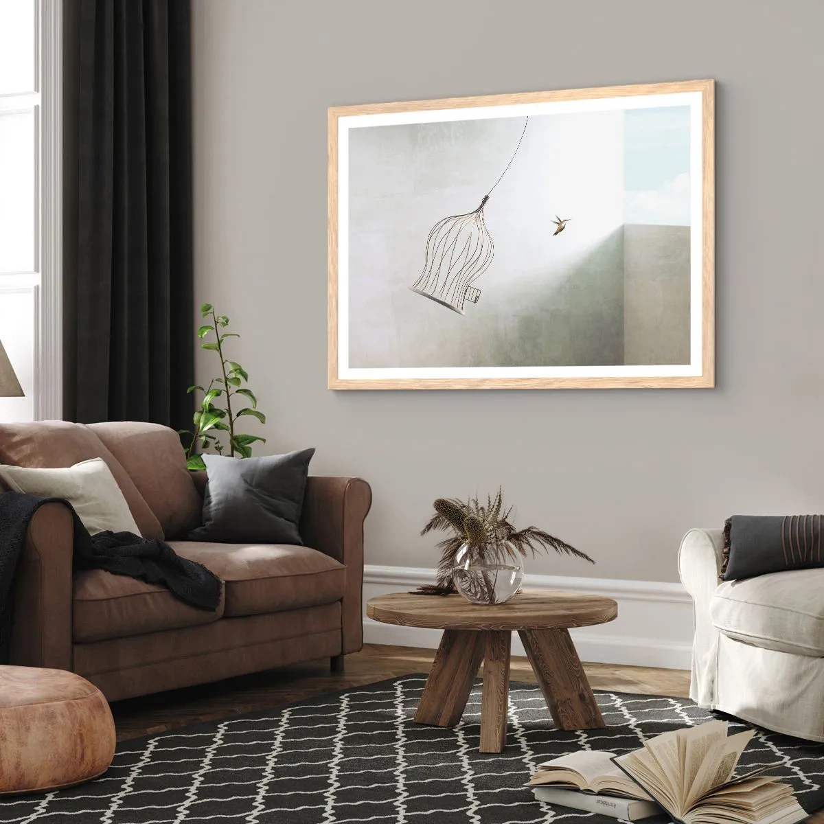 Plakát v rámu světlý dub - Ve svém živlu - 91x61 cm