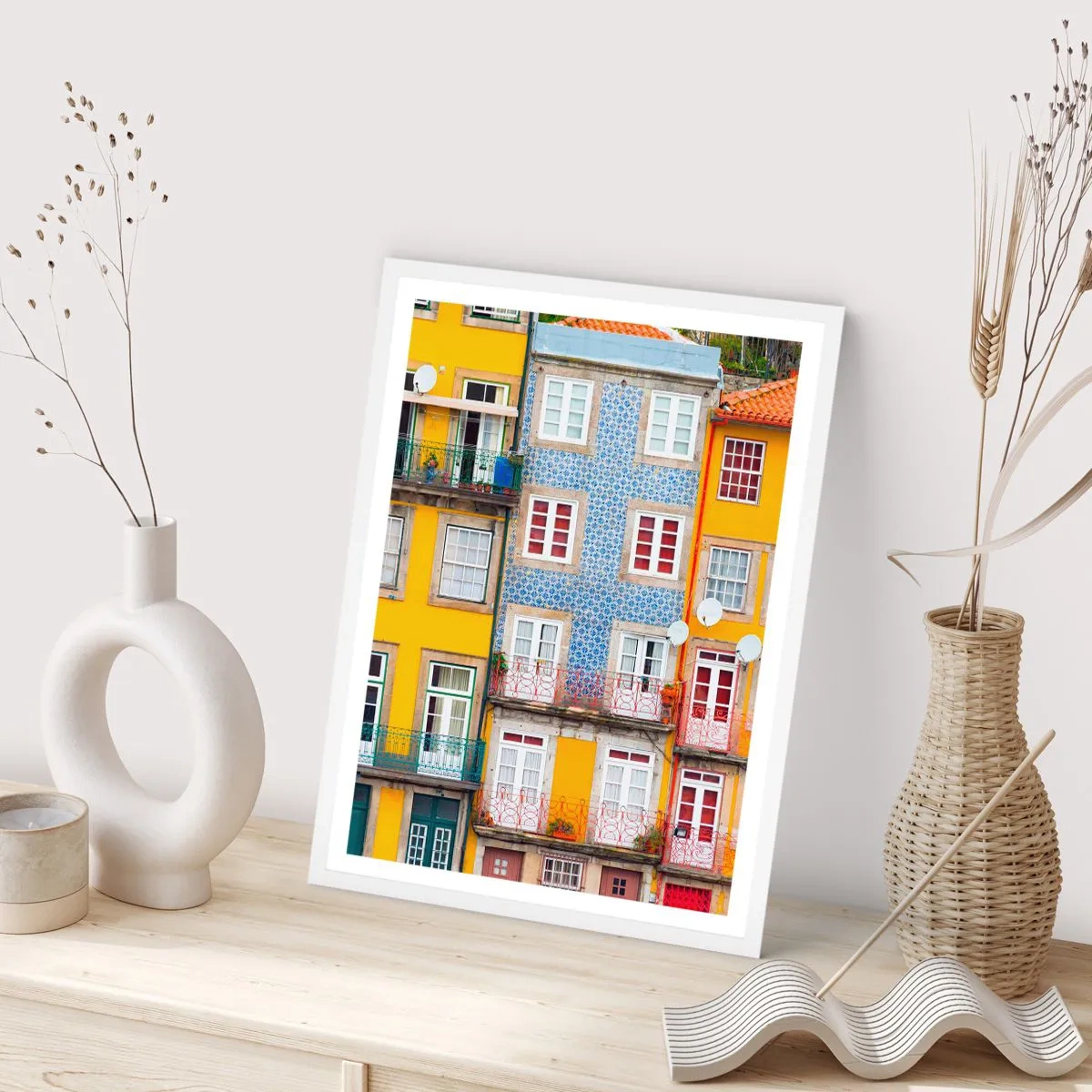 Plakát v bílém rámu - Barvy starého města - 70x100 cm