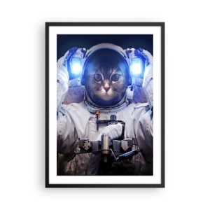 Plakát v černém rámu - Astronaut kočka v plném skafandru - 50x70cm - Houston, máte problém - Moderní nástěnná dekorace do obývacího pokoje a ložnice ARTTOR