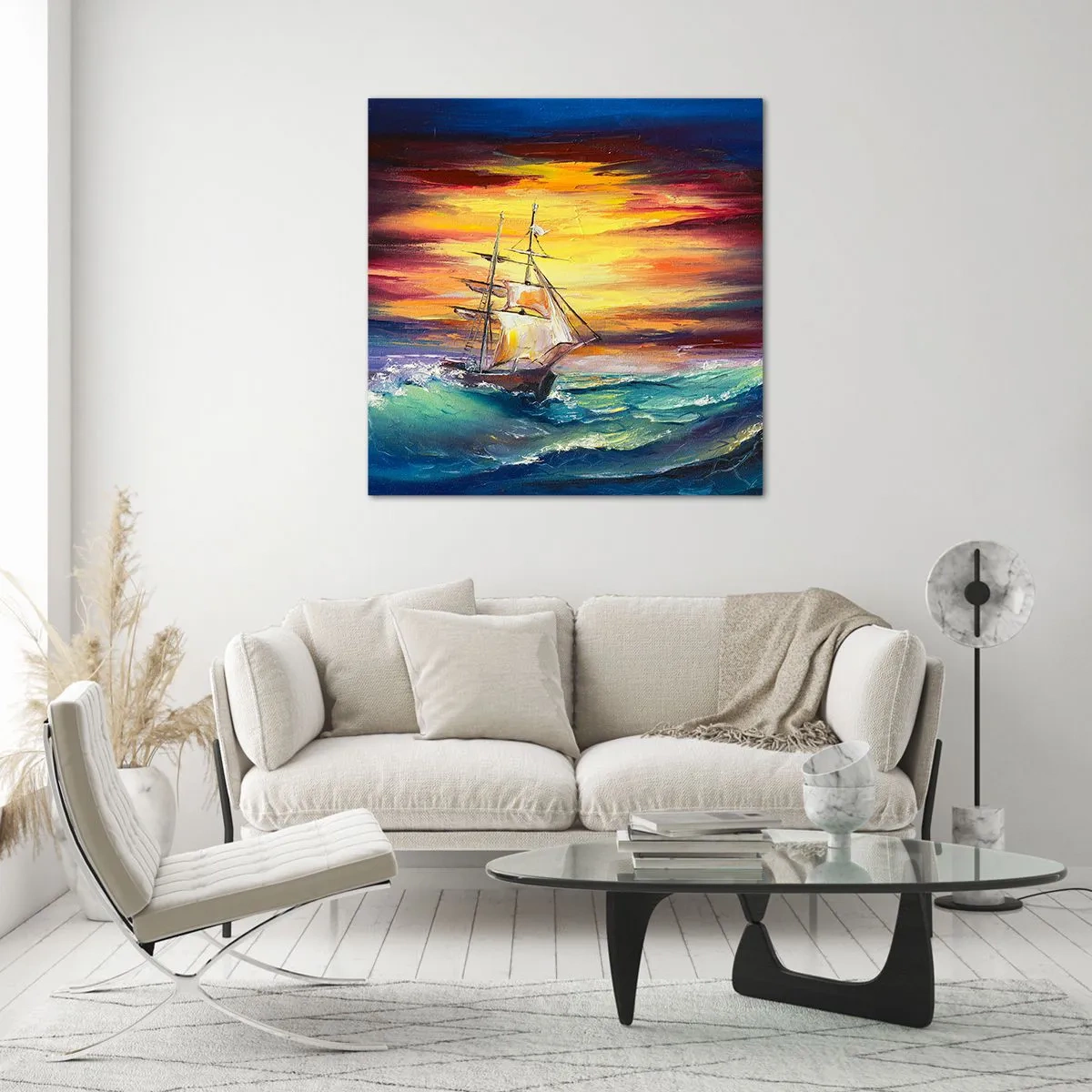 Obraz na skle - Statečně proti vlnám - 70x70 cm